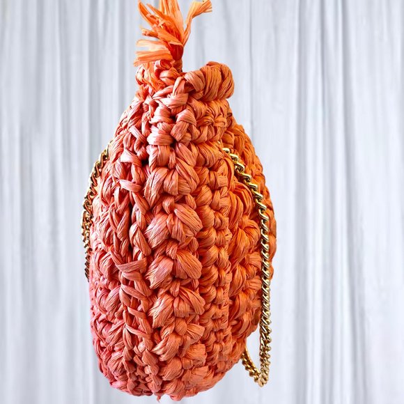 Ritter It's In The Bag Vintage 70’ Handbag Woven Straw Chain Handle Made Italy - Picture 10 of 13